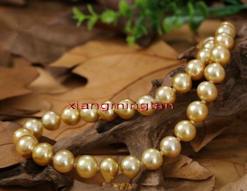AAAAA 22"9-10MM natural real round south sea deep golden pearl necklace 14K gold - 第 3/7 張圖片