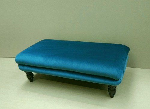 LARGE VELVET FOOTSTOOL. BALMORAL Gold Teal Grey Mink Blue, or your own fabric - Picture 14 of 21