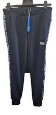 New - Adidas Tape Poly Black  White Cuff Bottom Pants, Size UK 12, EU40, US 8.