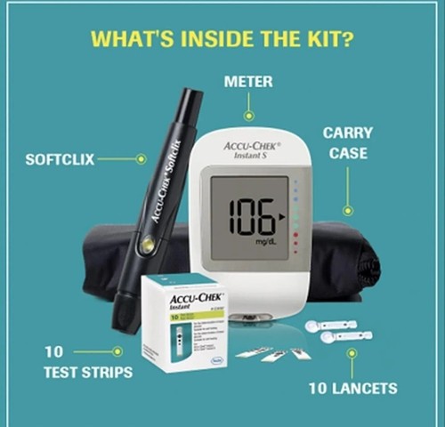 UK New Accu-Chek Instant S Blood Glucose Sugar Testing Kit With 10 FREE Strips - Picture 2 of 5