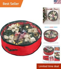 Extra Large 48" Wreath Storage Bag - Durable, Red with Clear Viewing Window