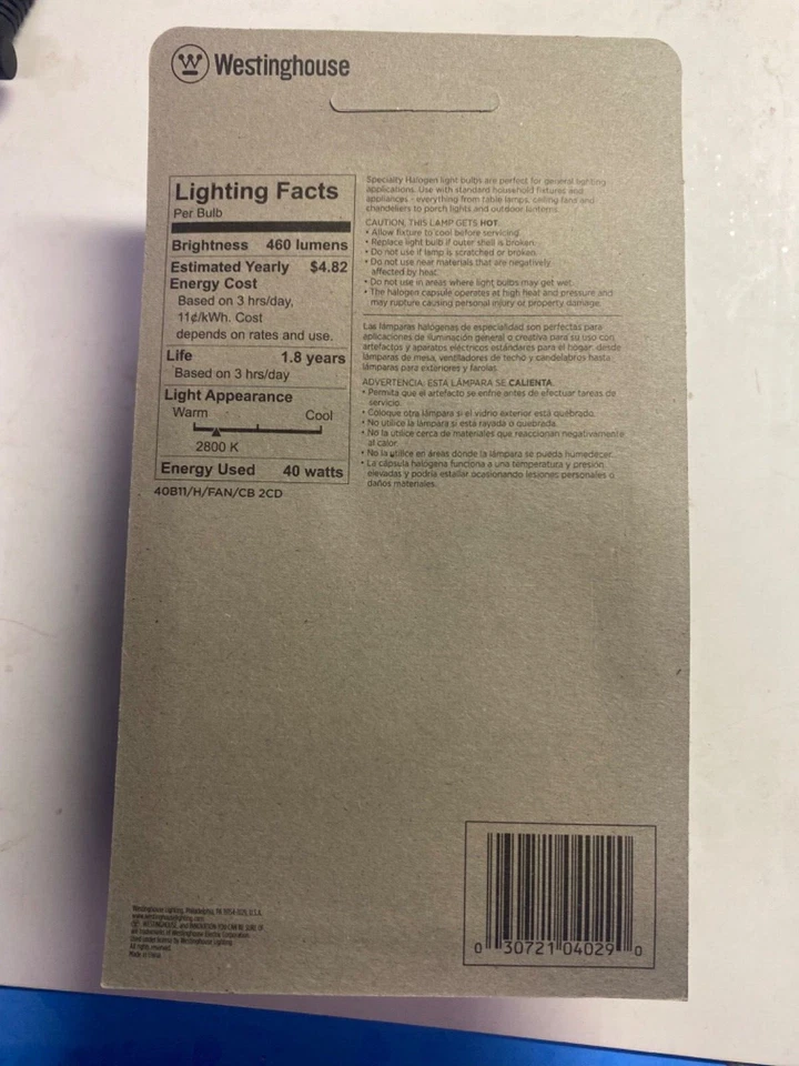 Westinghousebs 4029 40-Watt, B11 Bulbs, Candelabra Base E12 4 Packs.... 8 Bulbs - Image 3 of 4