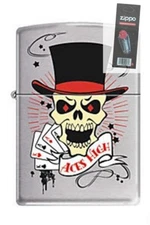 Zippo 8899 skull aces high chrome Lighter + FLINT PACK