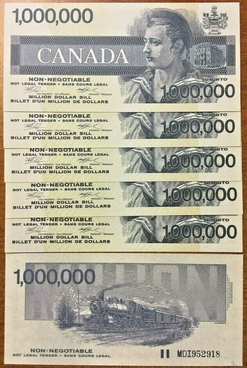 Canada $1,000,000 1991 x 10 Pc Lot Railroad UNC BABN Canadian SOUVENIR Fun  Money | eBay