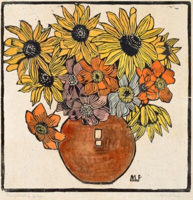 Dahlia and Sunflower Art Print Margaret Preston 1929 Australian Modernist