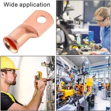 10PCS Wire Connectors AWG Battery Cable Ends Lugs 1/4'' Copper Ring Terminals