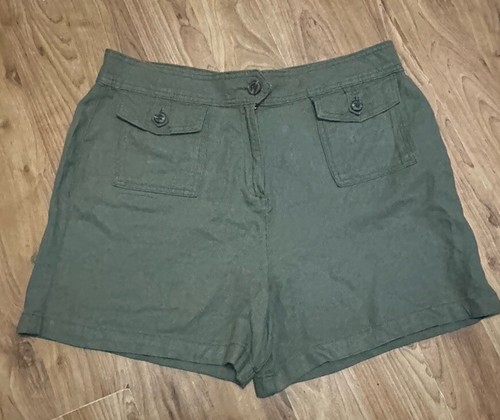 ladies size 16 olive green lightweight shorts vgc tu - Picture 3 of 6