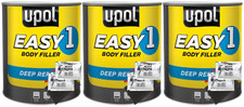 3x UPOL EASY 1 Lightweight Car Body Filler Deep Repair 3L + Hardener & Spreader