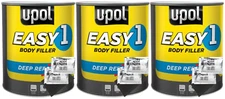 3x UPOL EASY 1 Lightweight Car Body Filler Deep Repair 3L + Hardener & Spreader