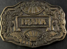 1970s Oden Inc. Brass/Bronze "Frank" Belt Buckle, Personalized Name, EUC D2.2