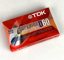 TDK Superior Normal Bias D 60 Blank Cassette Tape 60 Minute Recording.