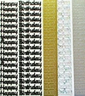 Happy Birthday PEEL OFF STICKERS Cursive Script Cardmaking 4 Colours