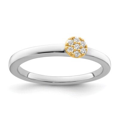 14k Two Tone Gold 1/15Ct Lab Grown Diamond Promise Band Ring Size 7