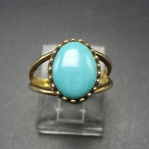 Antique German Ring solid 14K Gold Turquoise Size US 5 2.9