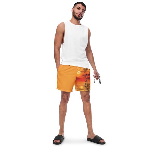 Orange Sunset Horizon Men''s Swim Trunks - Quick-Drying, UPF 50+ Protection - Picture 8 of 61