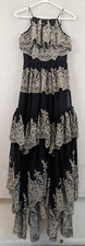 New BCBG MAXAZRIA sz 0 Brooke Maxi Dress embroidered ruffle black khaki HU