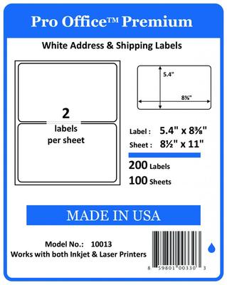 PO13 400 Sheets/800 Labels Pro Office Round Corner Self-Adhesive shipping Label 