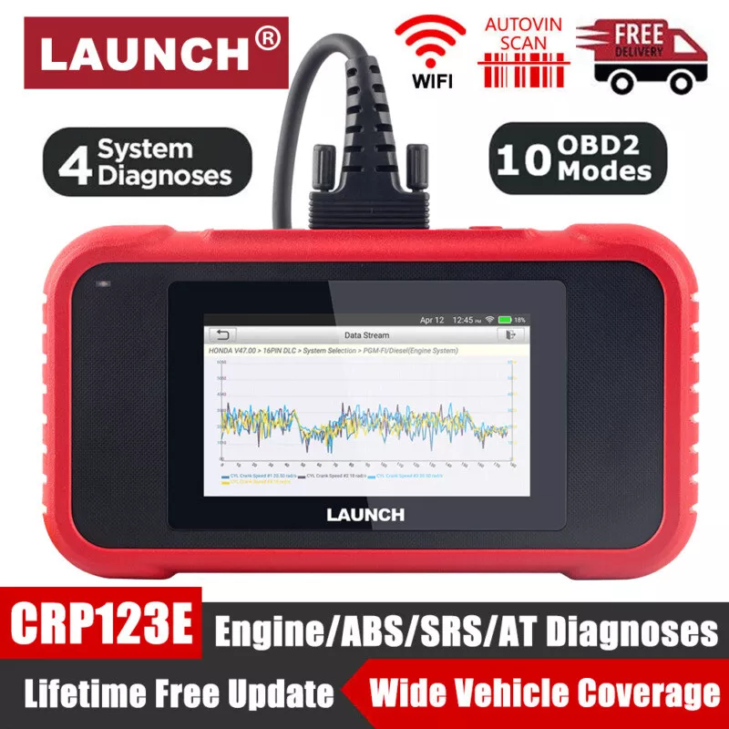 Launch CRP123 OBD2 Scanner Engine/ABS/SRS/Transmission Diagnostic Tools  Full OBDII Code Reader Lifetime Free Update Scan Tool