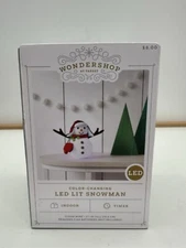NIB LED Lighted  Snowman Color Changing Christmas Table Decor in Box TESTED