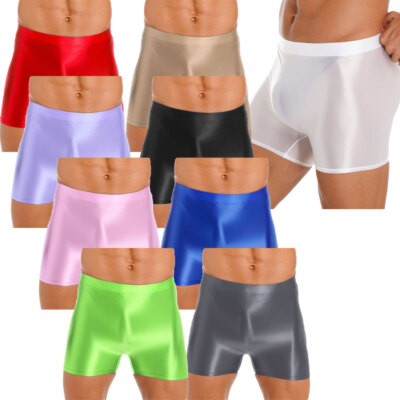 Herren Boxershorts Mit Ölglanz-Effekt - Hochglanz Nylon Unterwäsche In Schwarz (XL)