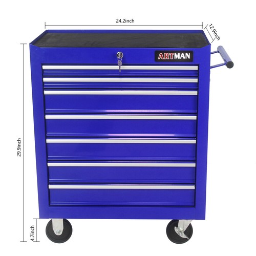 7 DRAWERS MULTIFUNCTIONAL TOOL CART WITH WHEELS-BLUE - 第 9/13 張圖片