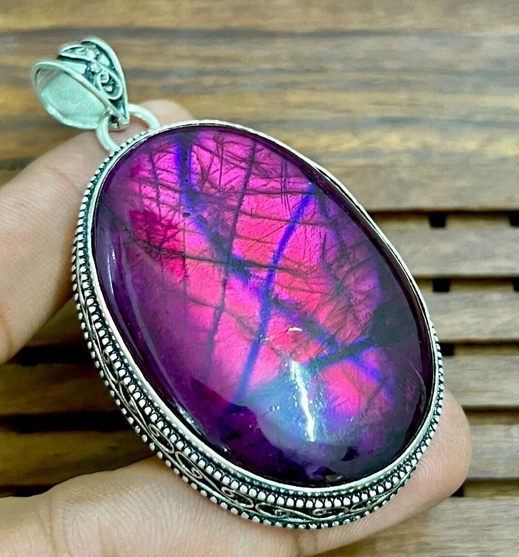 Pendentif Obsidienne Flocon - Argent 925 - Fait Main - Cadeau Personnalisé