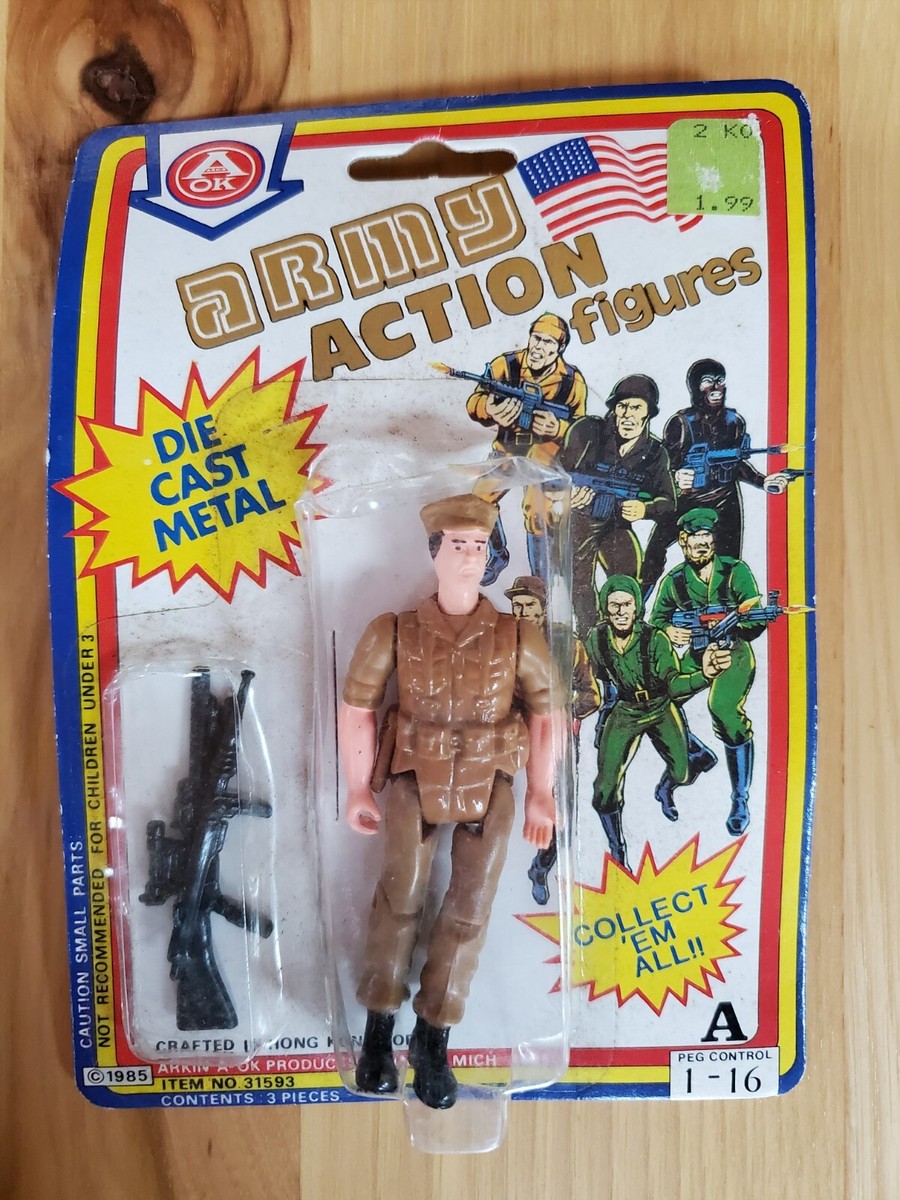 VTG 80s 1985 Arkin A-OK Products Army Action Figure Die Cast 3.75