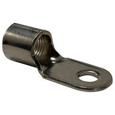 100 Pcs High Temp Non-Insulated Ring Connector 2 Gauge 1/4" Stud Wire Terminal