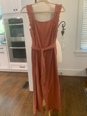 Vanilla Star Ladies Boho Cropped Jumpsuit Sz. L EUC-Rust -All Cotton