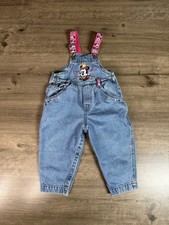 Vintage Baby Mickey  Co Minnie Mouse Embroidered Toddler 90s Overalls 18M