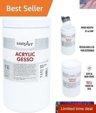 Medium Coverage White Acrylic Gesso 32 oz. - Artist-Approved Non-Toxic Primer