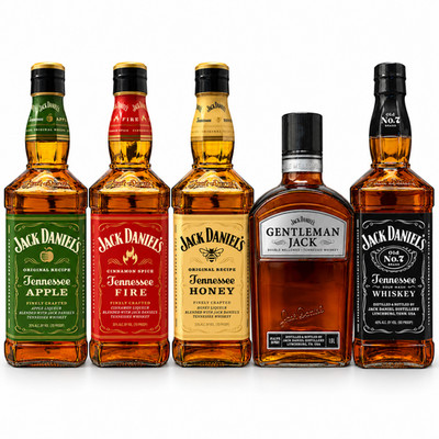 Jack Daniels Original 1 Litter Display Bottle Set Amber