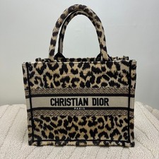 Dior Book Tote Large Bag, made of Canvas in Beige with Leopard Pattern, Model