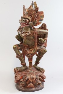 49 cm Garuda geschnitzte bemalte Holzfigur Indonesien 19.Jhd (IH789)