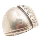 925 Sterling Silver Vintage Ring Classic CZ Curve Chunky Dome Band Sz 8 RG35846