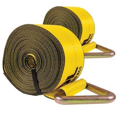 4'' x 30' Winch Straps with D-Rings (2-Pack), 5,400 LBS Working 2 Straps Yellow
