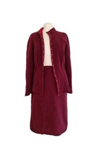 Tuta donna Chacok France misto lana bordeaux 2 pezzi giacca/gonna. Taglia 3/UK 12.