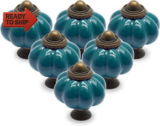 25Pcs Teal Pumpkin Knobs, Vintage Ceramic Cabinet Knobs, Dresser Drawer Door Kno