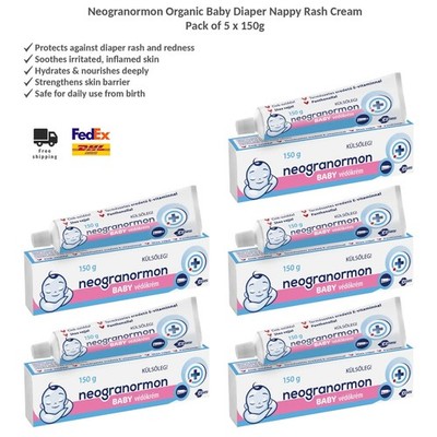 Neogranormon Baby Windelcreme, beruhigender Schutz gegen Windelausschlag 5x150g