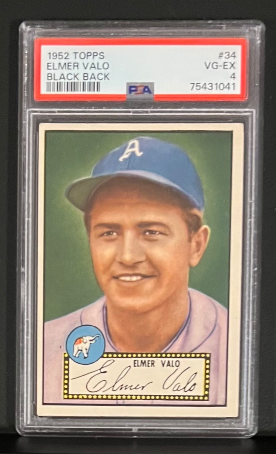 1952 Topps Elmer Valo Black Back #34 PSA4