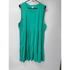 NWT J.Crew Dress XXL Women's Green Cotton Sleeveless Ruffle Tiered Midi Summer