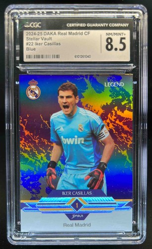 2024-25 DAKA Real Madrid CF Iker Casillas Stellar Vault Blue #1/3 #22 CGC 8.5