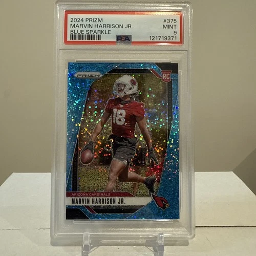 2024 Panini Prizm Football Blue Sparkle Marvin Harrison Jr. #375 PSA 9