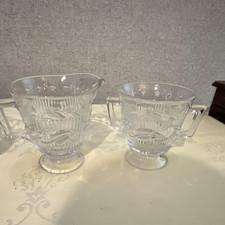 Clear Glass Star Pattern Creamer & Sugar Set ...