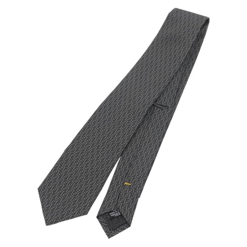 FENDI Necktie Silk Gray Auth 174924