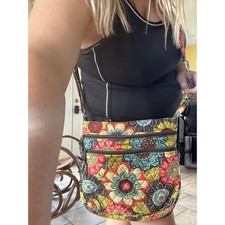 Vera Bradley Triple Zip Hipster Crossbody Sun Valley Floral Quilt Flower Shower