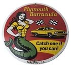 Vintage Plymouth Barracuda Sign - Porcelain Auto Gas Pump Plate Sign
