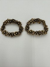 Vtg Musi Marked Gold Tone Floral Shoe Clips
