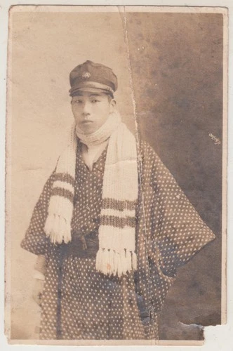 Antique Photo / Young Man in Scarf / Japanese / c. 1930