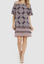 Maggy London Printed Off The Dress with Novelty Detail SZ 12P 22/5/13